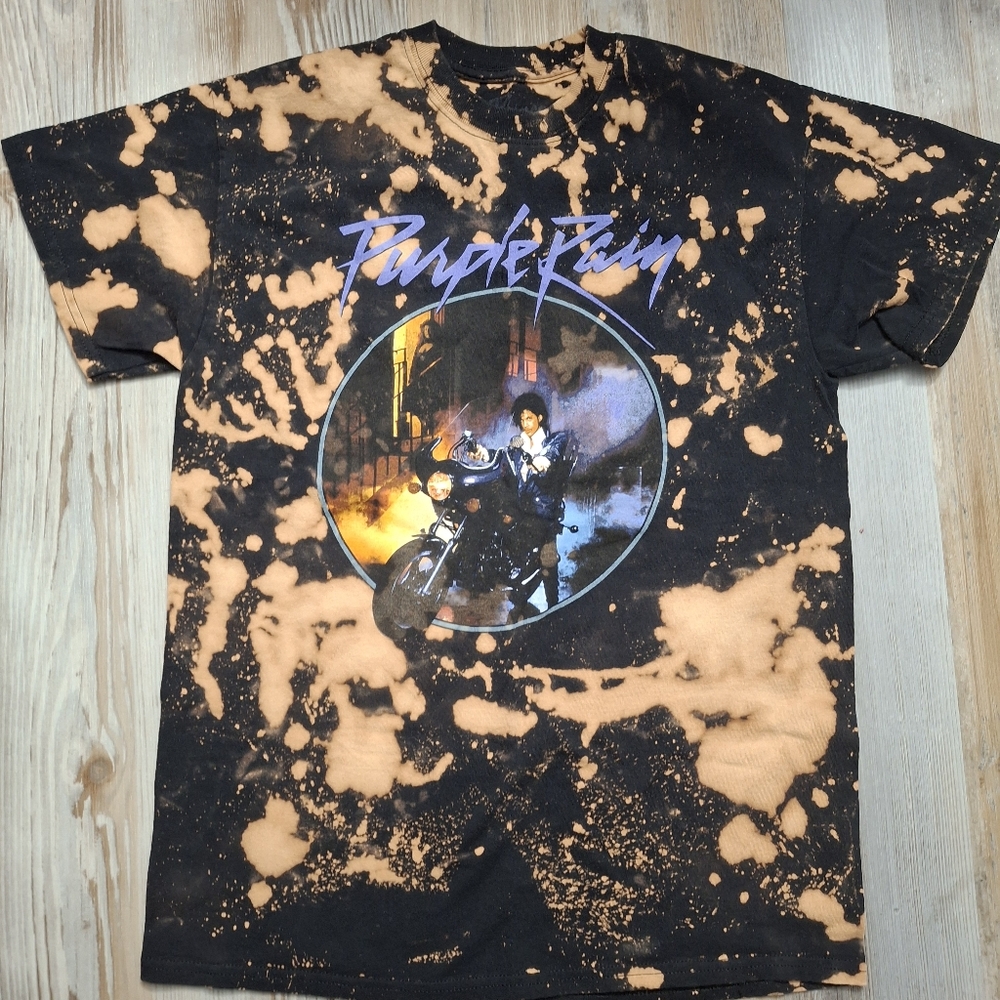 Purple Rain / Prince Bleached Tee Shirt Medium